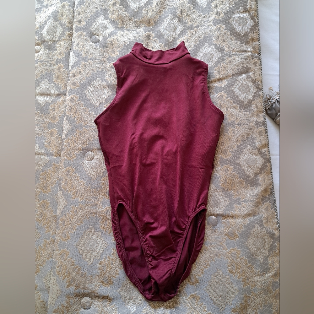 Maroon mock neck Ballet Leotard